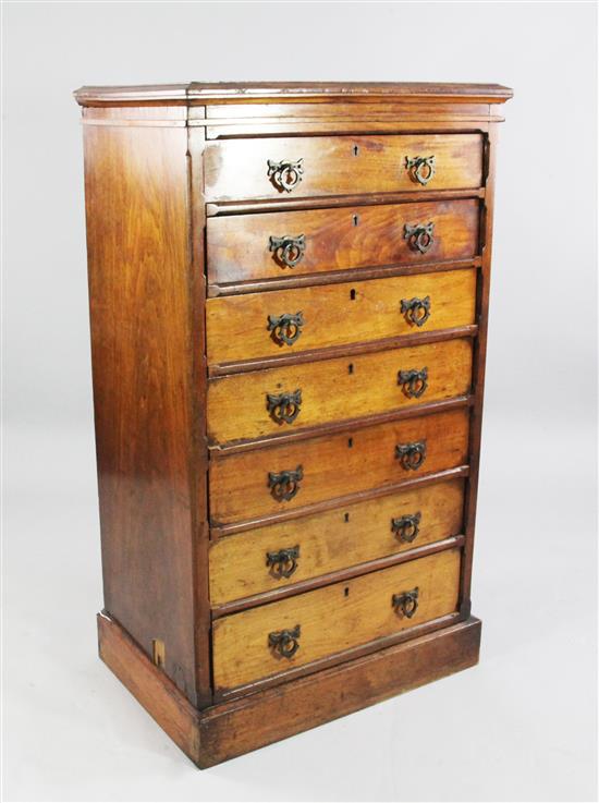 Victorian walnut Gothic tall 7 drawer chest